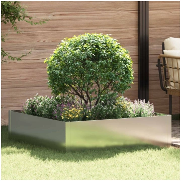 Zāliena apmale 100 x 100 x 35 cm tērauds sudraba