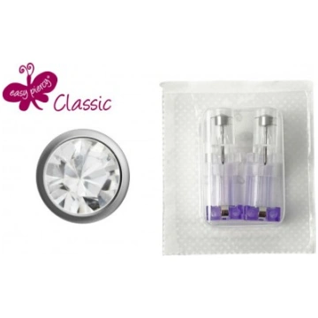 1 pair ear studs Easy Piercy Classic, white, brill