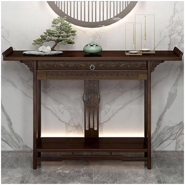 Narrow Console Table with Sliding Drawers, Wooden 