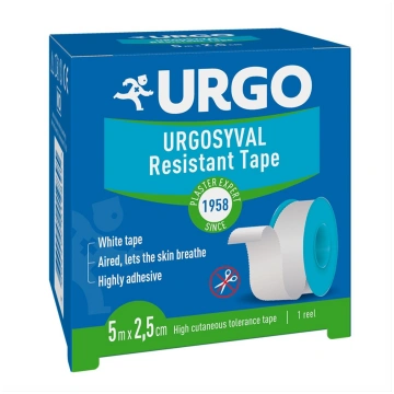 URGO SYVAL, auduma plāksteris uz ruļļa, 5 m x 2,50