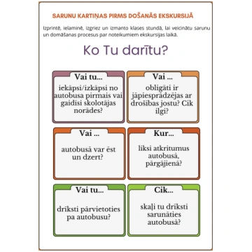 Sarunu kartiņas pirms došanās ekskursijā Pamatskol