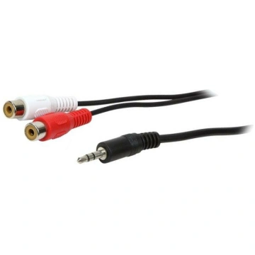 Cable; Jack 3.5mm 3pin plug,RCA socket x2; 5m; bla