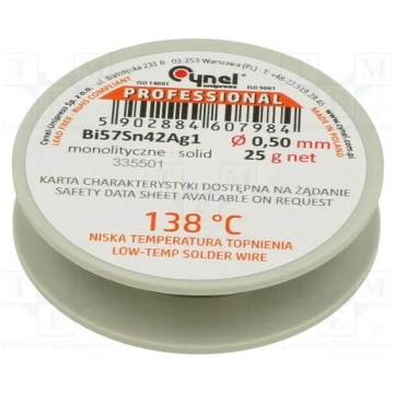 Tin; lead free; Bi57Sn42Ag1; 0.5mm; 25g; reel; Flu