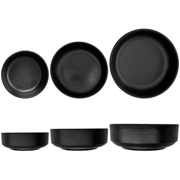 Low stackable cup in matte black melamine Landhaus