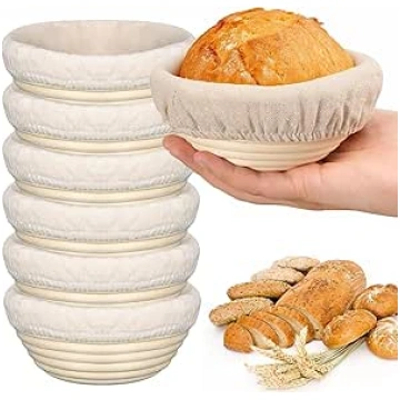Nicoone Round Proofing Basket, 6 Pieces Banneton P