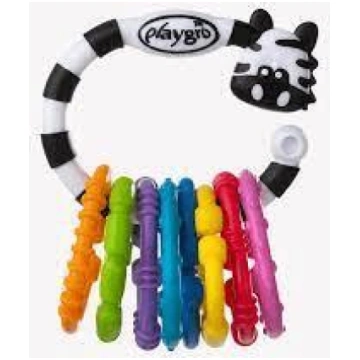 PLAYGRO stroller toy Zebra 9 Links Swing Tag Clip 