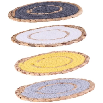 SOIMISS Straw Round Table Mats Set of 4 Heat Handm