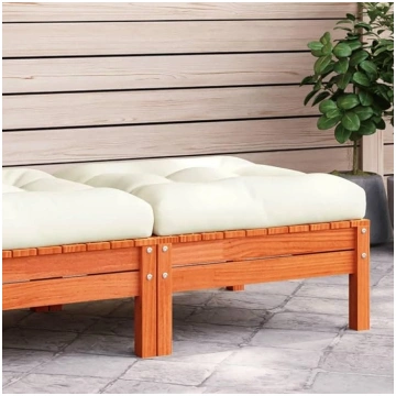 Homgoday Garden Footrest with Brown Cushion Waxed 