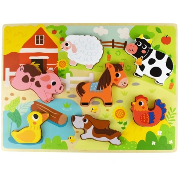 Tooky Toy Drewniane Puzzle Montessori Zwierzątka F