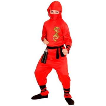 SARKANĀ PŪĶA NINJA (mētelis ar kapuci, bikses, jos