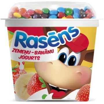 JOGURTS RASĒNS ZEMEŅU BANĀNU AR ŠOK.KONFEKT.110G