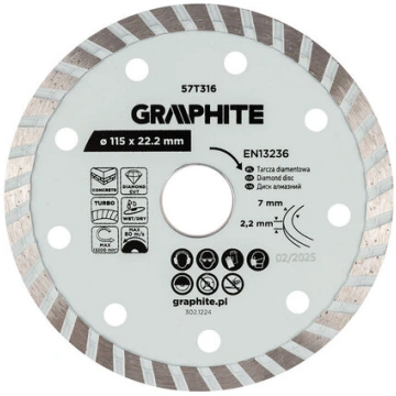 Dimanta griešanas disks Turbo 115 mm sausai/slapja