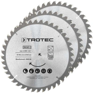Zāģa ripas kokam 190x20x2.2 40zobi 3gab. Trotec (T