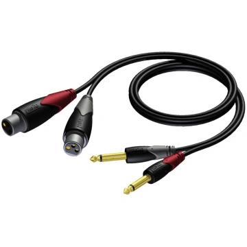 2 x XLR female - 2 x 6.3 mm Jack male mono 1,5 met