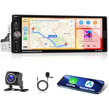 1 DIN auto radio ar bezvadu A-pple CarPlay/Android
