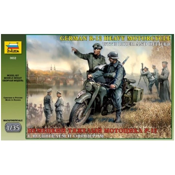 German R-12 Heavy Motorcycle with rider and office