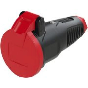 Gumijas kontaktligzda 250V AC, 3x16A (2P+E), IP54,