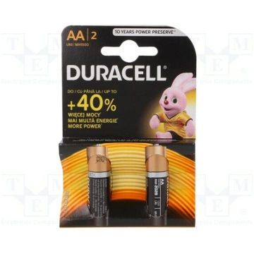 Battery: alkaline; AA; 1.5V; non-rechargeable; 2pc