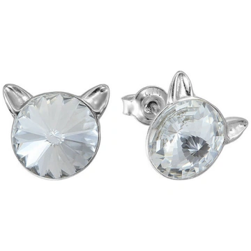 Bērnu sudraba auskari "Kaķis" ar Swarovski™ kristā