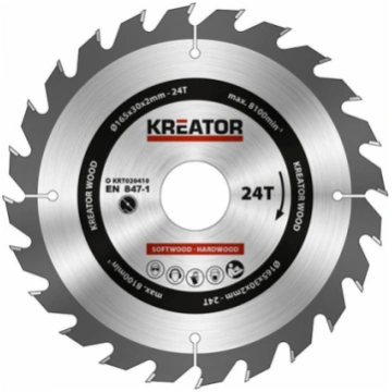 Kreator Zāģa ripa kokam 165x30x2mm, 24 zobi Kreato