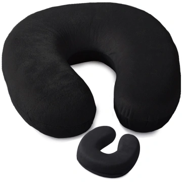 Ceļojumu kakla spilvens Memory Foam, melns - trave