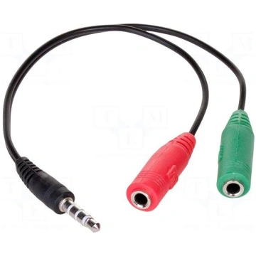 Cable | Jack 3,5mm 4pin plug,Jack 3.5mm socket x2 
