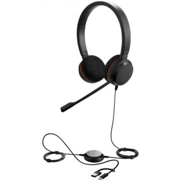 JABRA Evolve 20 SE, Stereo UC, USB C/A adapter, Le