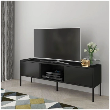 Melna moderna Dancan MIRKA kumode / 130 cm plata S