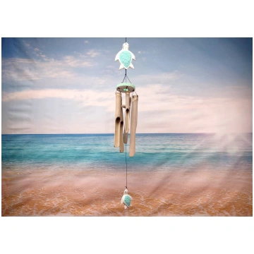 Hanging Wooden Green Turtle Bamboo Wind Chime (1 C