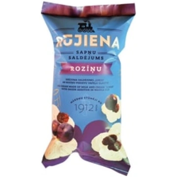 Saldējums Rūjiena Lukss, ar rozīnēm, vafeļu glāzīt