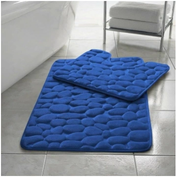 2 Pack Memory Foam Pebble Bath Mat Quick Drying No