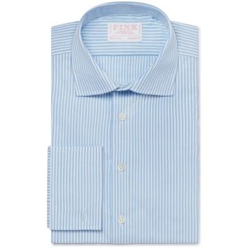 Pale Blue & White Tailored Fit Double Cuff Bengal 