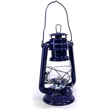 Petrolejas lampa 30 cm zila Pulverkrāsota, stikls,