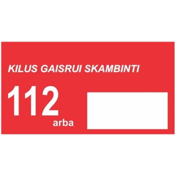Ugunsdrošības uzlīme 120x225mm NO NAME