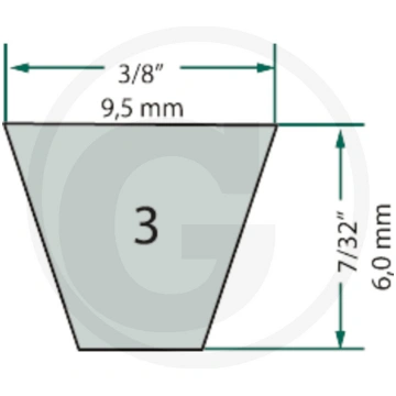Ķīļsiksna 3/8"x32" 9.5x813mm 238-032, 75-332, 3L32