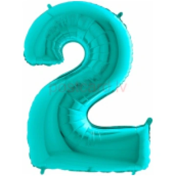 Folijas balons Cipars 2 Tiffany krāsa 86 cm