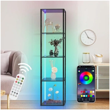 XIIW Bookcase with LED Lighting, 5 Level Floor Lam