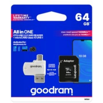 GOODRAM MicroSD class 10 UHS I 64GB memory card + 