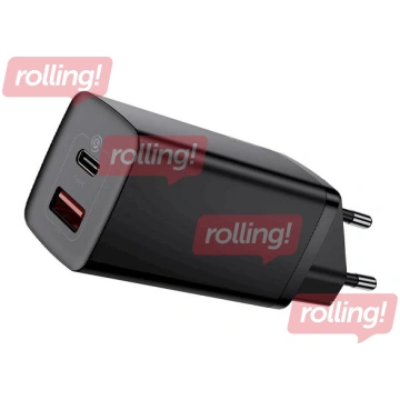 Lādētājs Baseus GaN2 USB + Type C, 65W, melns
