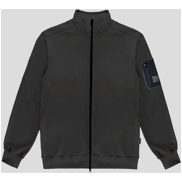 REPOCKET BLACK REGULAR FIT HIGH-NECK ZIP SWEATSHIR