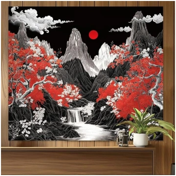 WEBEEDY Mountain River Tapestry Natural Forest Wal