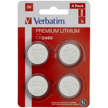 Baterijas Verbatim CR2450 Premium Lithium 4-Pack 4