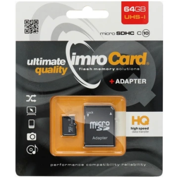 IMRO 64GB microSD memory card, 100MB/s, class 10, 