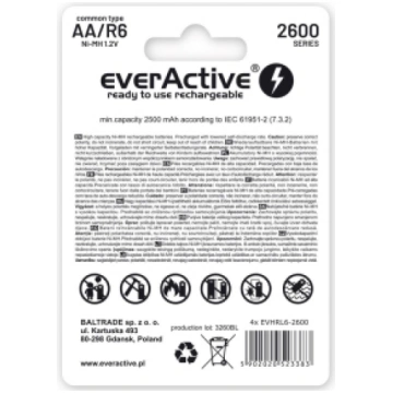 Rechargeable batteries everActive Ni-MH R6 AA 2600