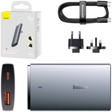 Wall charger Baseus GaN5, 65W, 1xport USB-C, 1XUSB