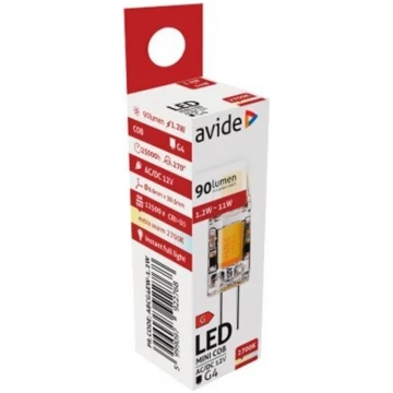LED spuldze G4, 12V, 1.2W, 90lm, 2700K Avide
