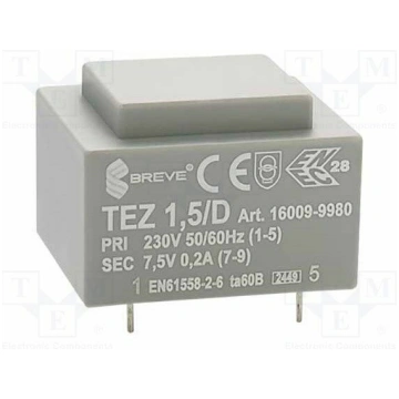 Transformer: encapsulated; 1.5VA; 230VAC; 7.5V; 20