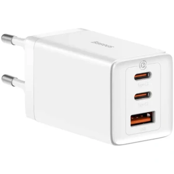 Lādētājs Baseus GaN5 Pro 2xUSB-C + USB, 65W (white