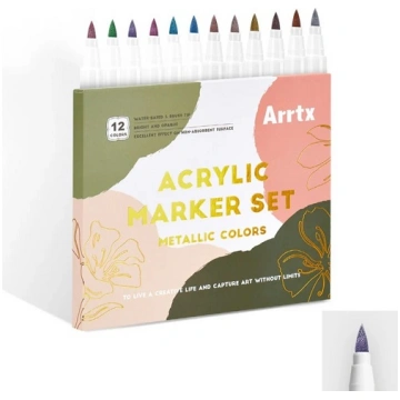 Acrylic Marker Pens ARRTX, 12 Metallic Colors LC30