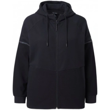 Ulla Popken Mix Fabric Reflective Trim Zip Hoodie 